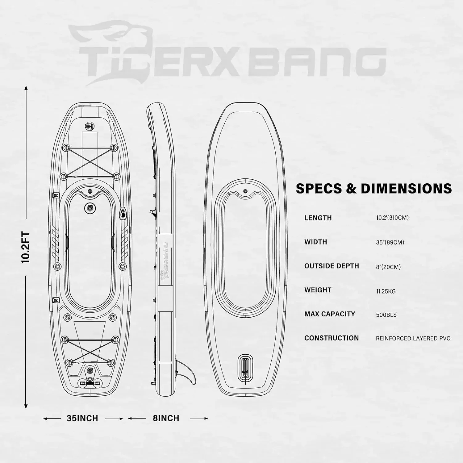 TIGERXBANG 10.2'x35''x8'' Infl - Fishing Backpack recension och pris
